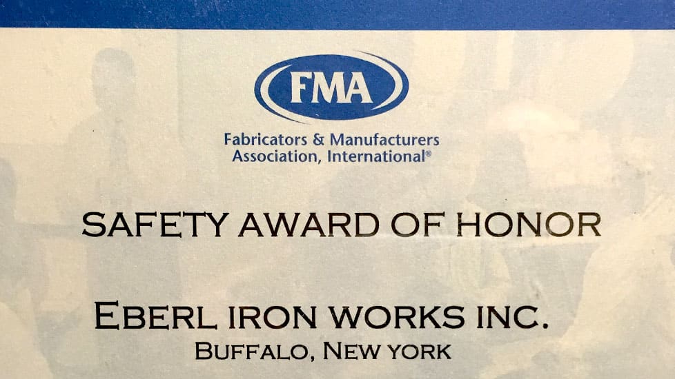 Eberl Iron Works wins FMA Safety Award of Honor